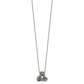 Sterling Silver Polished and Antiqued Beaded Trinity Charm 16 inch Necklace